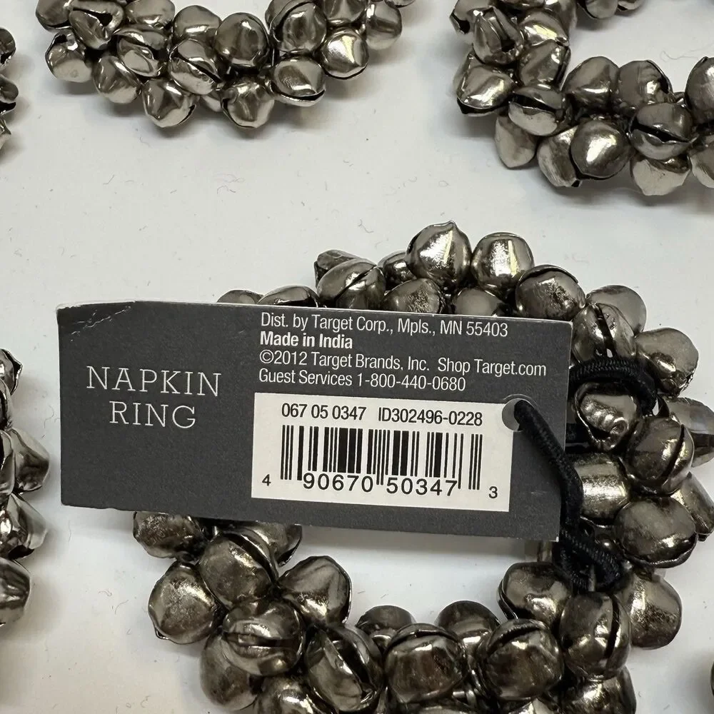 Threshold Target Mini Silver Jingle Bell Round Napping Holder Rings 1 Dozen